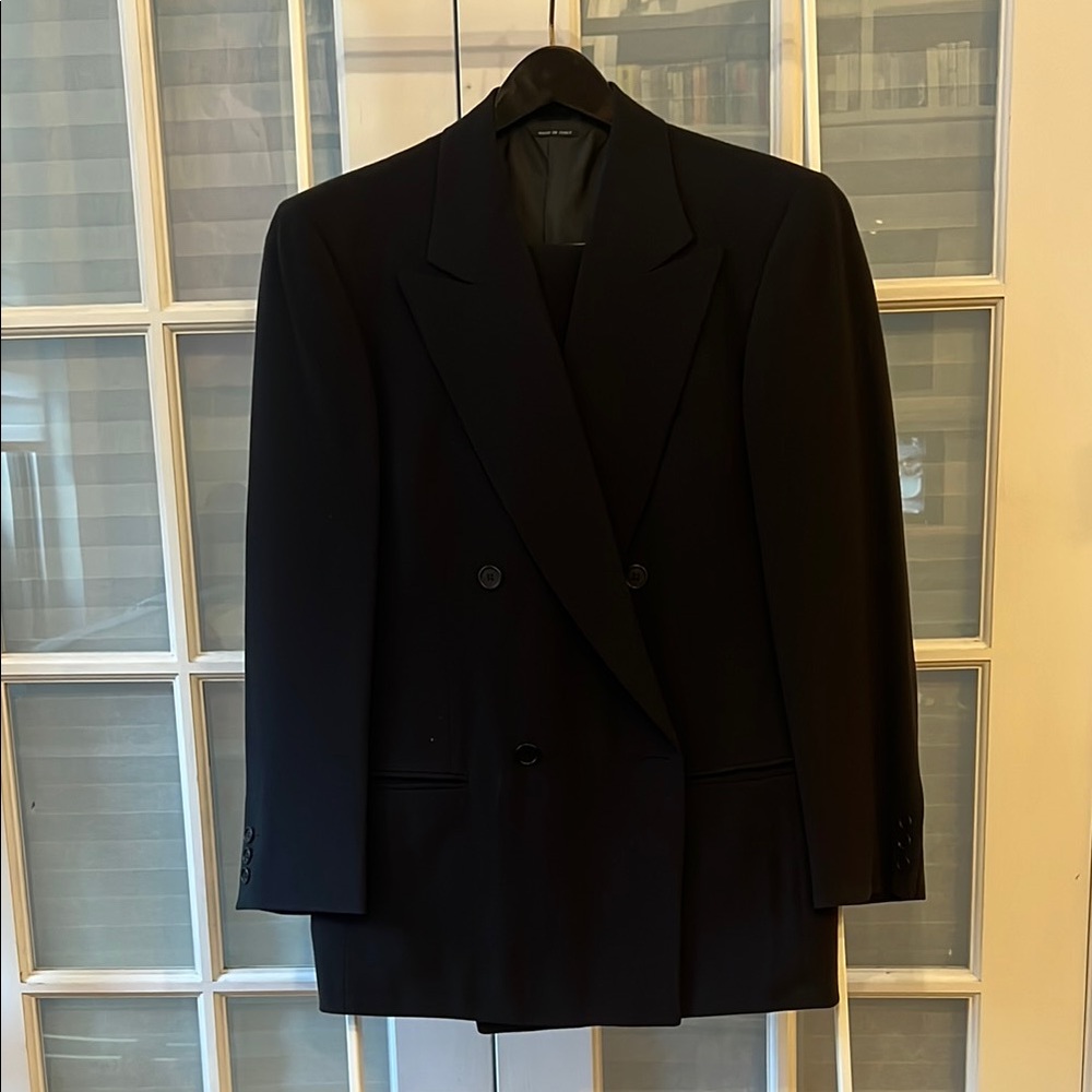 Elegant Men's Double-Breasted Black suit